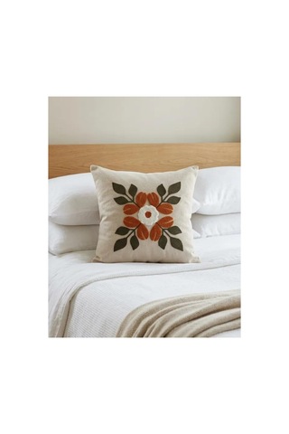 Punch Nakış Kırlent Kılıfı 2 Li 40 Cm X 40 Cm Açık Kahverengi