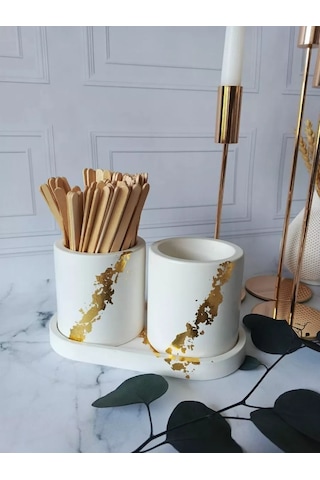 Cre Art Alçı Dekoratif Organizatör Külot Mendil Seti 236592463 Altın Rengi