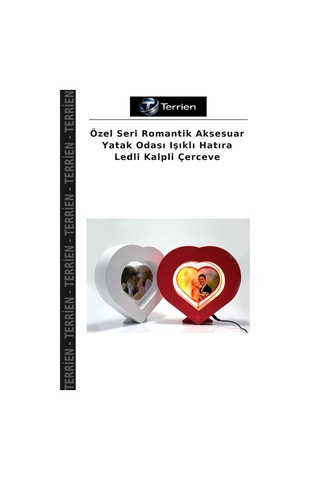 Özel Seri Romantik Aksesuar Yatak Odası Işıklı Hatıra Ledli Kalpli Çerceve