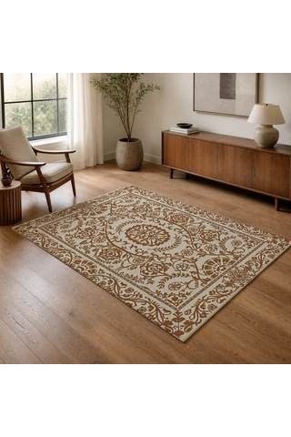 Kartela Halı Veso Halı Kaymaz Taban Makinede Yıkanabilir Halı Bakır - 60 X 90 Cm