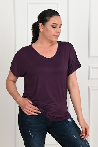 Kadın V Yaka Büyük Beden T-shirt 1486-23 001