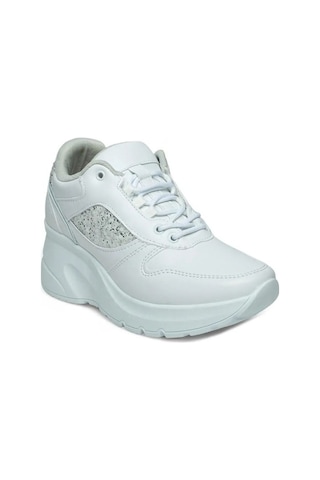 Flet 185-26 Cilt Deri Fashion Anatomik Dolgu Taban Kadın Sneaker Beyaz
