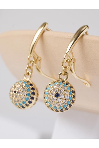 Jimmy Key Jimmy Key Altın Rengi Nazar Boncuğu Figürlü Küpe 6sw438004150