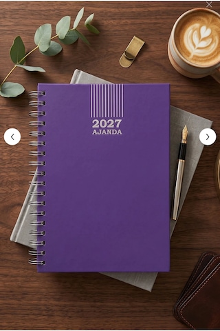 2027 Ajanda Sert Kapak Spiralli Günlük Ajanda Planlayıcı Ofis, Okul Ve Hediye Mor