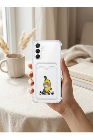 Hepsi Samsung Galaxy Uyumlu A26 Boş Yapma Muz Detaylı Kart Bölmeli Şeffaf Telefon Kılıfı Najmaddin Çok Renkli