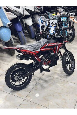 Enbest Benzınlı Çocuk Cros Motoru Hidrolik Frenler 7-17 Yaş Kırmızı