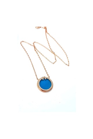 Turkuaz Taşlı Zirkon Taş Detaylı 925Ayar Gümüş Rose Italyan Şık K