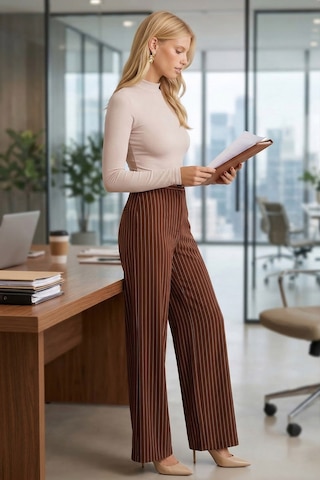 Armonika Kadın Kahve Bol Paça Kumaş Pantolon Arm-26k001053