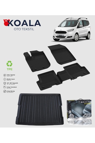 Ford Tourneo Courier 2014 Ve Sonrası Uyumlu Sahler Paspas + Bagaj Havuz Seti