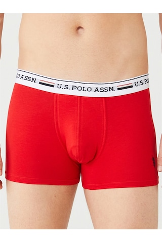 U.S. Polo Assn. Erkek Kırmızı - Gri Melanj - Lacivert 3 Lü Boxer 80431 Kırmızı
