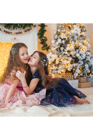 Dofolink Yılbaşı Noel Parti Fotoğraf Jokei, Siyah Altın 4 Büyük Bardak Desenli Parlak Saç Klipsi, Yetişkin Çocuk Uyumlu, Hediye Paketi Eşyası Çok Renkli