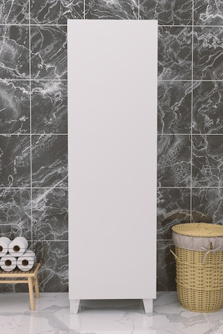 Çok Amaçlı Kapaklı Banyo Dolabı - Yüksek Raflı, Dar Alanlara Uyumlu Depolama Dolabı - Beyaz - 54cm