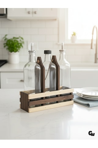 Ahşap Doğal 3lü Yağdanlık Ve Sosluk Takımı Kısa Başlık Set Ceviz 1 Set Ceviz