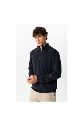 Backandbond Antrasit Regular Fit Dik Yaka Yarım Fermuarlı Sweatshirt