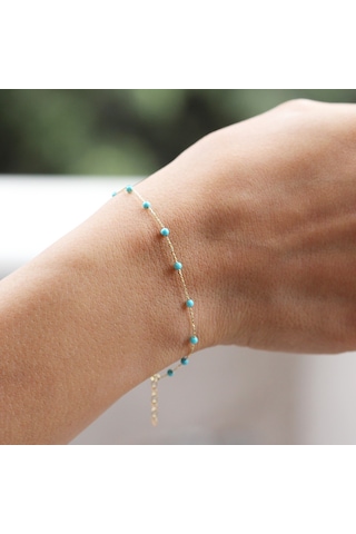 Glorria Altın Firuze Taşlı Bileklik N11.17827 Sarı Altın