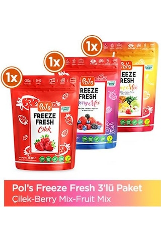 Pol's Freeze Fresh Berry Mix 16 G, Fruit Mix 20 G, Çilek 15 G 15 G