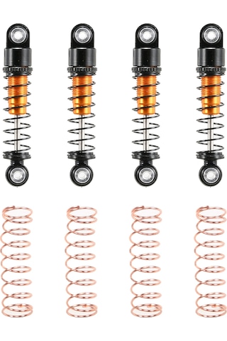 Samdoo Axı90081 Rc Araçları İçin 4 Adet 37mm Aluminyum Tüp Amortisör - Altın Renkli, Kaynaklı Yedek Yaylı