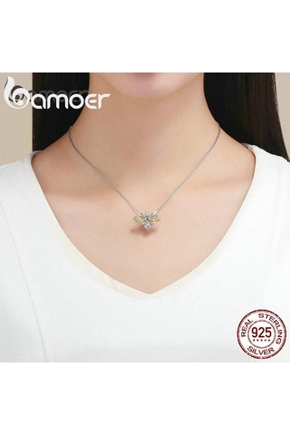 Bamoer Otantik 925 Ayar Gümüş Kristal Arı Boncuk Charms Orijinal Takılar İçin Uygun