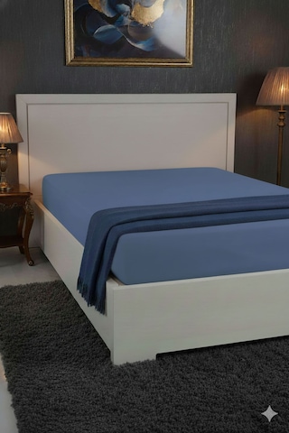 %100 Pamuk Ranforce Premium King Size Lastikli Çarşaf - İndigo