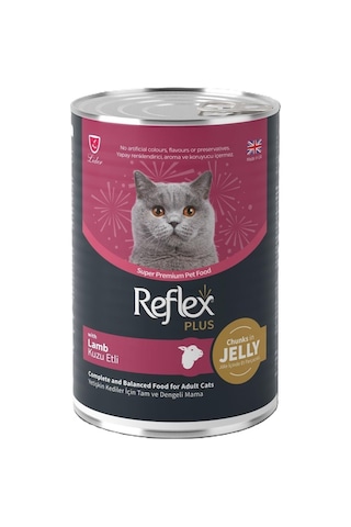 Reflex Plus Jöle İçinde Et Parçacıklı Kuzu Etli Yetişkin Kedi Konservesi 400 Gr 6 Adet