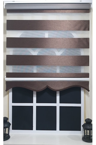 Zebra Stor Perde Kahverengi Etek Dilimli St 004