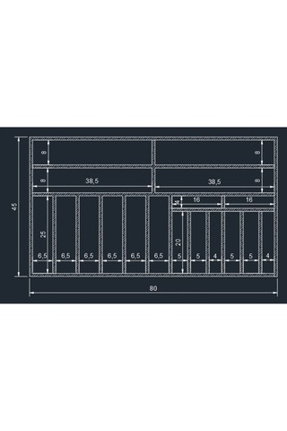 80x45 Cm Ayfiwood Ahşap Kaşıklık Çekmece İçi Yemek Takımı Ve Servis Gereçleri Düzenleyici Organizer