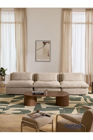 Most Mollirest 3 Modül Kanepe 05 Bej Keten Kumaş Silikon Dolgu Fe