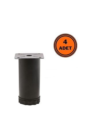 4 Adet Mobilya Ayağı Metal 6 Cm Ayarlı 42 Mm Mat Siyah Ayak