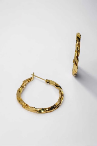 Kadın Altın Kaplama Orta Boy Burgulu Halka Küpe - Klasik Sarma Model Gold
