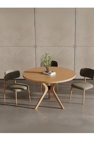 Haven Pergel İskandinav Doğal Ahşap Mutfak Masası 110x110 Natural