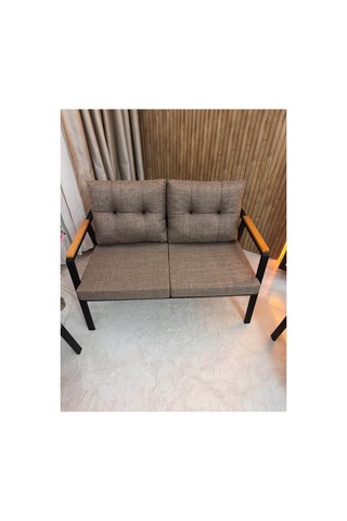 Houseart Balkon ,bahçe , Teras , Cafe ,salon , Metal Kanepe , Metal Kanepe Koltuk ,oturma Takımı 2-1-1 Masalı Takım Cappuccino