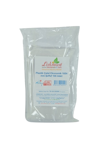 Lokman Avm Plastik Çatal Ekonomik 1654 MM Şeffaf 100 Adet 1 Paket Şeffaf