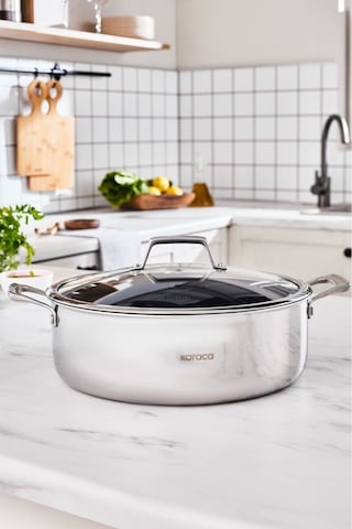 Karaca Plasma Steel 3Ply İndüksiyon Tabanlı Çelik Pilav/Karnıyarık Tencere 30 Cm