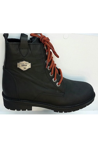 Jump 16505 A Siyah Fermuarlı Hakiki Deri Motor Bot Siyah