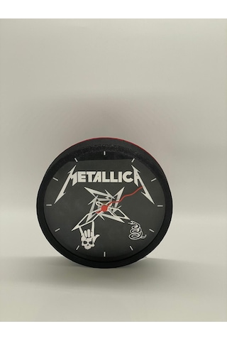 Metallica Temalı, Koyu Gri Kasa, Dekoratif Duvar Saati Siyah
