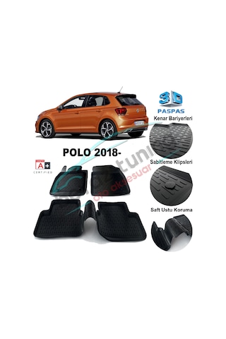 Volkswagen Polo Havuzlu 3D Paspas Niken Siyah 2017-2018