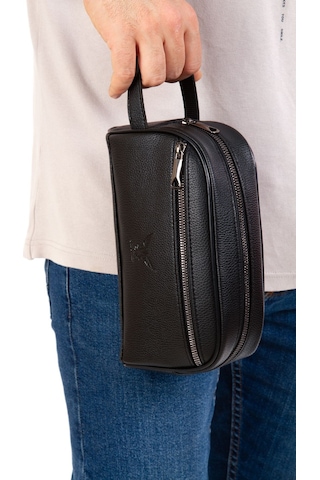 Adelina Erkek El Çantası Seyahat Traş Kozmetik Siyah Çanta Siyah