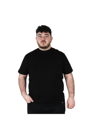 Ekis Collection Büyük Beden Sıfır Yaka Siyah T-Shirt Siyah