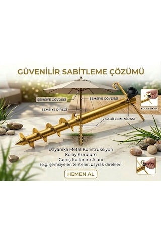 Metal Unıversal Şemsiye Sabitleyici Gold