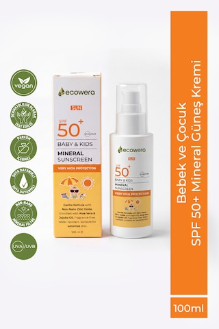 Ecowera Spf50+ Baby&Kids Mineral Güneş Kremi 100 Ml