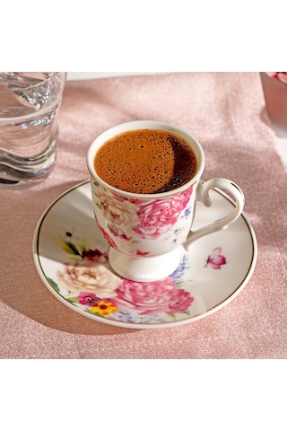Nehir Öykü 6 Kişilik 12 Parça Porselen Kahve Fincan Takımı