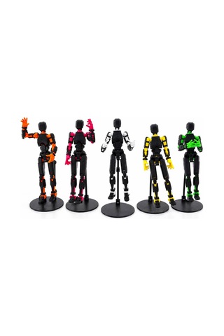 5 Li Hareketli Robot Oyuncak 13 Cm Pozlanabilir Eklemli Robot Figür Seti Stand Dahil