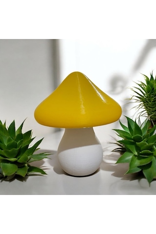 Led Mantar Gece Lambası Pilli, Renkli Ve Dekoratif Işık Sarı