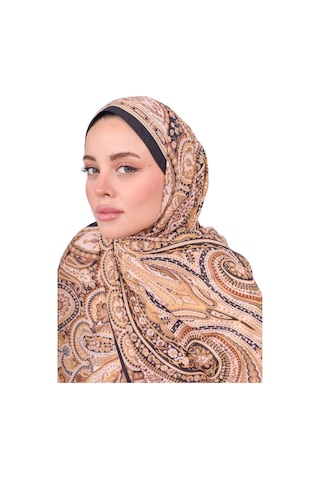 Premium Lux Original Etnik Desen Şal Vual İpek, 1. Sınıf, Hafif, Rahat, Şık, Tesettür Giyim Hardal