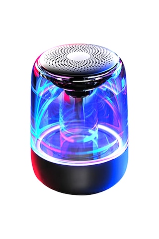 Maiyame C7 Siyah Taş Desenli Bluetooth Hoparlör: Led Işıklar, 1000mah Batarya, 360 Ses, Tf Kart Desteği, Taşınabilir Outdoor Muzik Çalar