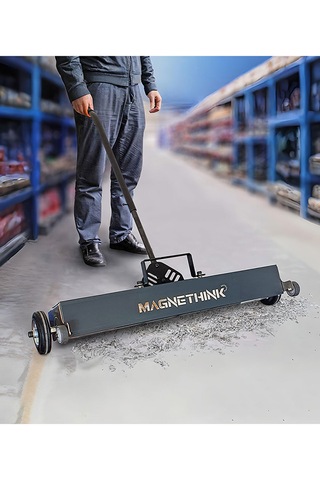 Manyetik Süpürge Mıknatıslı Metal Talaş Çivi Somun İğne Çapak Toplama Arabası Tekerlekli 75 Cm 75