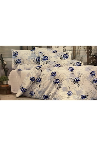 Desenli Tek Kişilik Nevresim Takımı Mavi