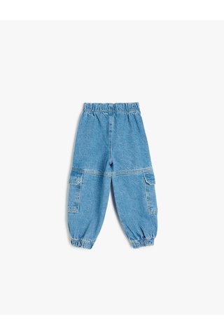 Koton Yüksek Bel Kargo Cepli Pamuklu Jogger Kot Pantolon Orta İndigo 5smg40009ad İndigo