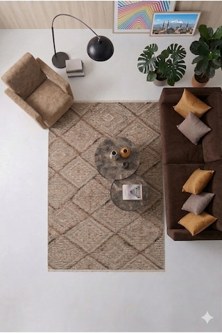 Kaymaz Tabanlı Halı Kesme Yolluk Salon Koridor Mutfak Yatak Odası Halısı Daire 3004 Kahve Kahverengi