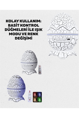 Dinozor Yumurtası Tasarımlı Projektörlü Gece Lambası Çok Renkli 27731193